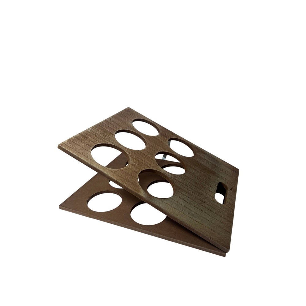 Rustic Wooden 6‎ Slot Beer Flight Taster Tray Folding Whitewash Brown Wood